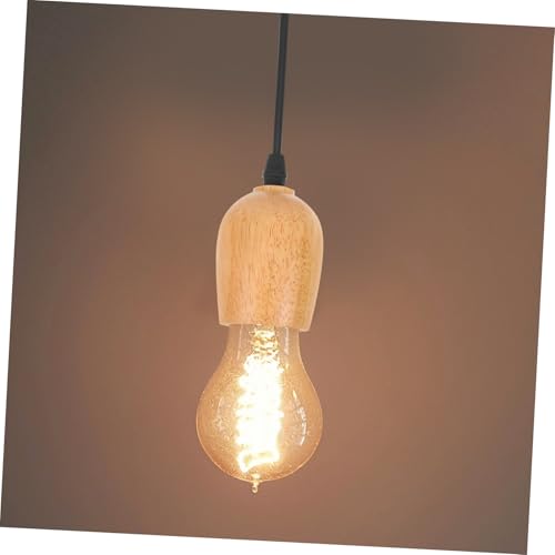 Lámpara colgante redonda de madera E27 con cable de suspensión ajustable 7