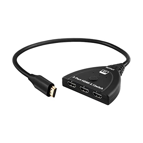 HDMI 2.1 Splitter HDMI Switch 8k 60Hz 4K 120Hz 3 in 1 Out 4;4;4 RGB HDMI Switcher Box 48Gbps High Speed mit Pigtail Kabel unterstützt 8K60Hz 4K120Hz 4K60Hz für PS4/5 Roku Xbox TV Monitor