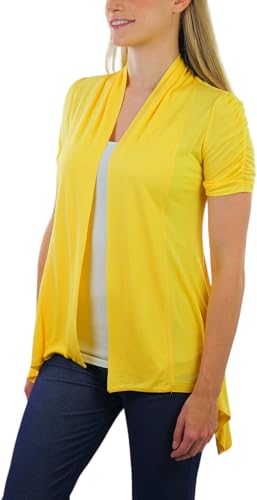 Image of ToBeInStyle Womens Open Front Casual Shrug Lightweight Layering Cardigan Sleeveless or Short Sleeve