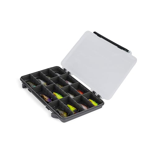 Image of Plano StowAway 3700 Thin Stow Tackle Box, with Corrosion-Preventive Rustricor, Single Latch Design, Transparent DuraView Lid, Stackable Storage for Fishing Bait, Lures and Gear