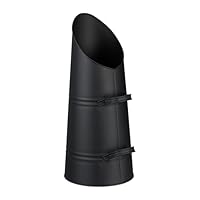 Relaxdays Kohlenschütte, 16 Liter, Eisen, Kohleeimer mit 2 Griffen, Pelletschütte zum Nachfüllen, Kamin & Grill, schwarz