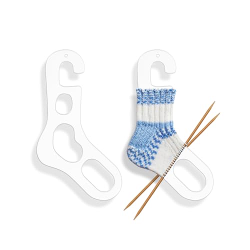 Autumnswan 2Pcs Acrylic Sock Blockers for DIY Crochet Socks Knitting Sock Ruler Stocking Blockers for Beginners Socking Stretchers for Handmade Sock Crafting (Transparent)