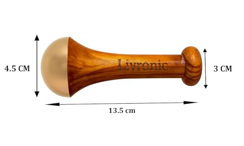 Livronic® Kansa Wand for Foot Massage with Teak Wood Handle | 4.5 cm Bronze Kansa Vati Face & Foot Massager | Kasa Kasya Wati/Kashyachi Swakansa Vati for Detox, Relaxation & Body Wellness (Pack of 1)