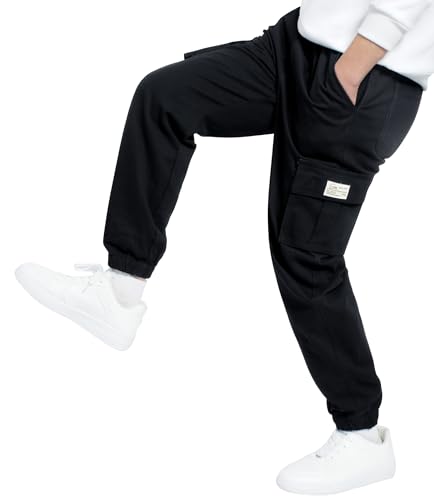 Image of TLAENSON Boys Cargo Joggers Pants Elastic Waist Casual Jogging Trousers Bottom for Kids 6-16 Years