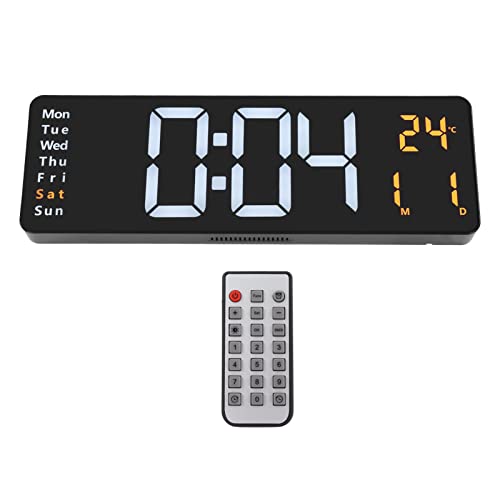 Horloge numérique LED grand écran télécommande murale pour bureau - 5