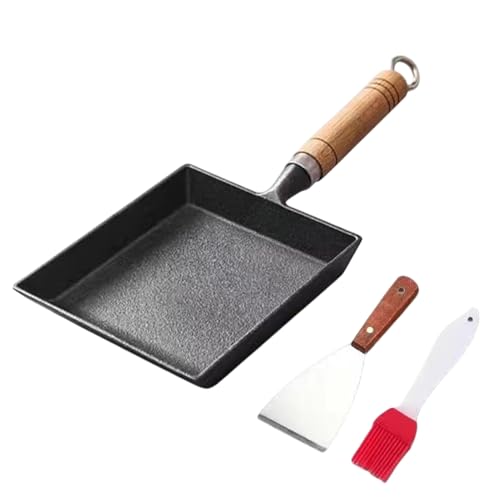 Cast Iron Cooking Cream - Non-Fryable Frying Pan, Induction Cookware, Kitchen | Dumpling Fryer, Sausage, Pancake, Crepes, Bacon, Griddle, Breakfast Tools by