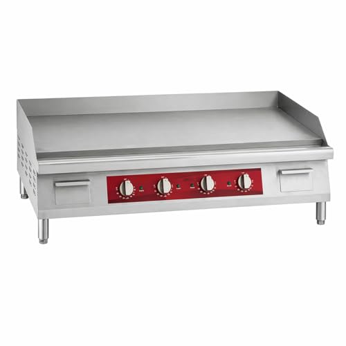 48-Inch Electric Commercial Countertop Griddle, 4 Zone Temperature Control, 208/240V, 1-Inch Thick Steel Surface, 150-570°F Range
