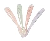 BEABA First Stage Baby Feeding Spoon Set, The Original Soft Tip Silicone Spoons for Babies, Gum Friendly BPA Lead Phthalate and Plastic Free, Great Gift Set (4 Pack), Rose