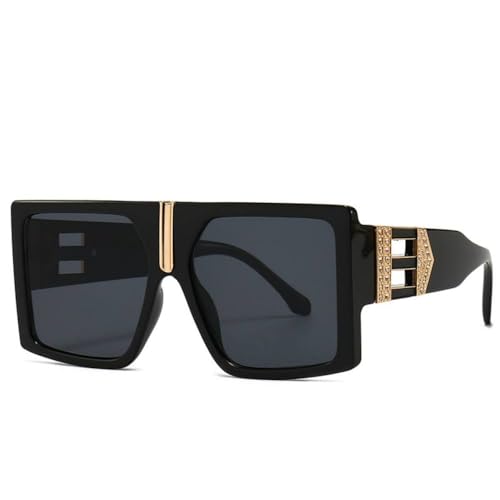 Lunettes de soleil surdimensionnées carrées MUTYNE pour homme femme avec verres de luxe plats