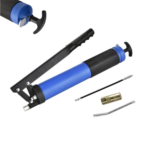 Qimu Manual Grease Gun Set, with hard tube, hose, flat nozzle, suitable for excavators, agricultural machinery, ships, car maintenance, etc