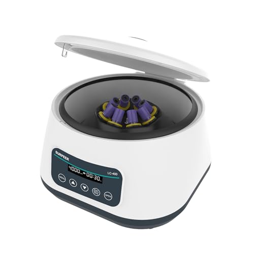 Surpeer Digital Lab Centrifuge Machine, 500–4500RPM, 2173×g RCF, 8×2/5/10mL & 4×15mL Tube Capacity, Timer 30 sec–59 min, Compact Benchtop Centrifuge for Laboratory Use