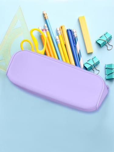 Estojo de silicone – organizador de papelaria macio, durável e leve para escritório ou viagem, roxo