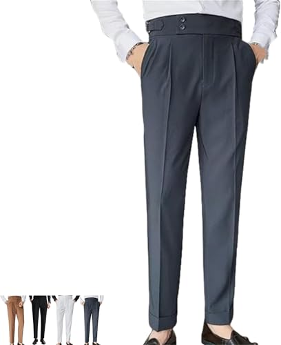 Mixgent Pants for Men, TimelessForm - Men's High Waisted Pleated Pants, Quick Dry Dress Pants Classic Fit