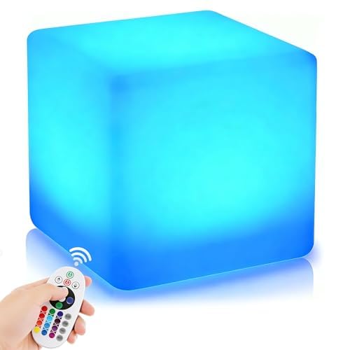 MIUWLXT 4-inch LED Cube Light Rechargeable RGB + 6000K White Light Cube Lamp with Remote Portable Cube Mood Light for Kids Room Nursery & Bedroom