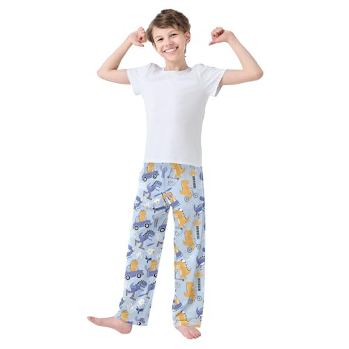 Boys' Pants Cute Dinosaur Seamless Pattern Long Bottoms Jogger Pants Elastic Waist Trousers with Pockets S-XL2