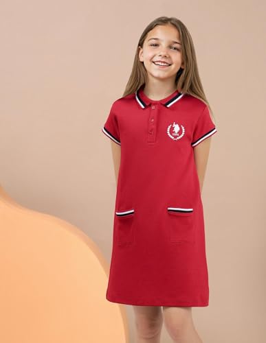 Image of U.S. Polo Assn. Kids Regular fit Cotton Short Sleeves Polo Collar Dresses