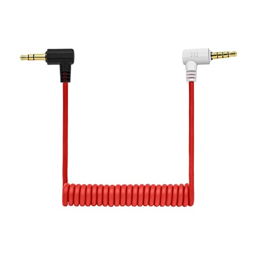 Image of 3.5mm TRS to TRRS Cable, Compatible with Rode SC7, Tablets, VideoMic, VideoMicro, and Other 3.5mm TRRS Input Devices, 65cm Coiled Right Angle Audio Cord Ideal for External Microphones and Recording
