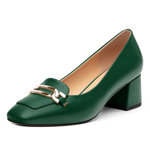 Women's Pumps Low Chunky Block Heel Square Toe Slip On Comfortable Dress Shoes for Work Office Casual