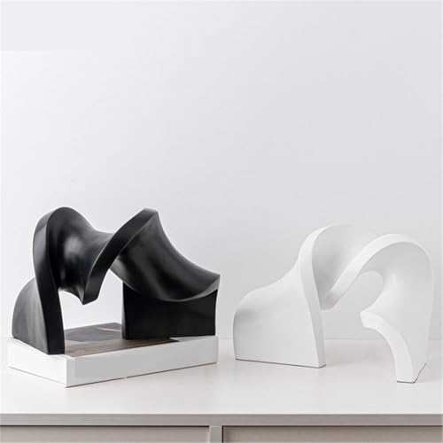 Sculpture décorative pour salon moderne : statue abstraite noire en résine créative