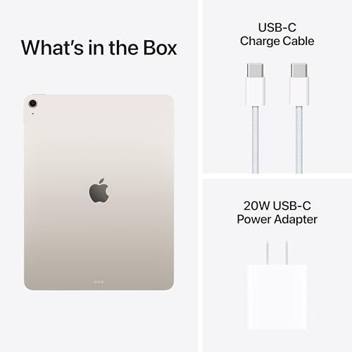 Image of Apple iPad Air 13-inch (M4): Liquid Retina Display, 256GB, 12MP Front /Back Camera, Wi-Fi 7 with Apple N1, Touch ID, All-Day Battery Life - Starlight with AppleCare+ (2 years)