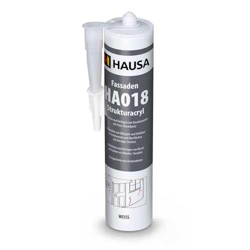 HAUSA Fassaden-Acryl 310ml weiß körniger Acryl-Dichtstoff HA018 - Elastische Fugenmasse mit Körnung für Innen- und Außenbereich