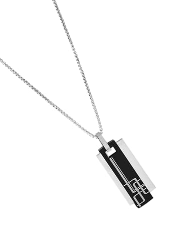 Image of Yellow Chimes Chain Pendant for Men Fashion Black Silver Pendants For Men |Shaped Pendant Necklace | Stainless Steel Chain for Men | Accessories for Men | Birthday Gift for Men & Boys