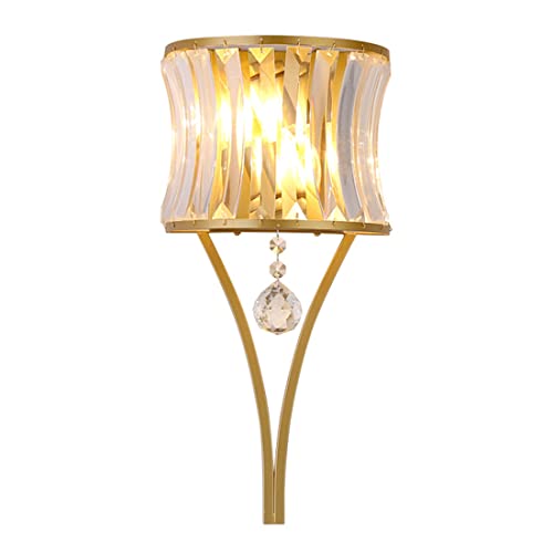 Image of Modern Crystal Wall Light Gold Crystal Wall Sconces Light Mid-Century Vanity Light Indoor Elegant Glass Wall Lighting Fixtures for Bedroom Living Room Hallway Entryway