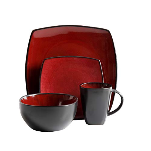 Gibson Elite Soho Lounge Reactive Glaze Stoneware Dinnerware Set, Service For 4 (16Pc), Red #TOP1