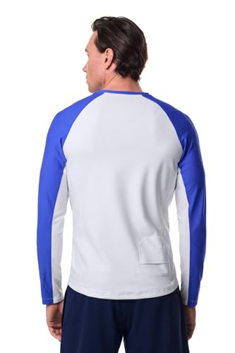 Coolibar UPF 50+ Men's Hightide Long Sleeve Swim Shirt, Baja Blue, Large, Color Block - Sun Protective2