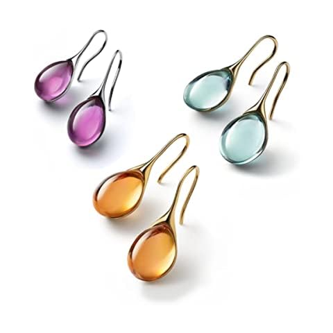 Dainty Water Drop Earrings Multicolor Crystal Teardrop Waterdrop Droplets Shape Earrings for Women-3 Pairs Cover
