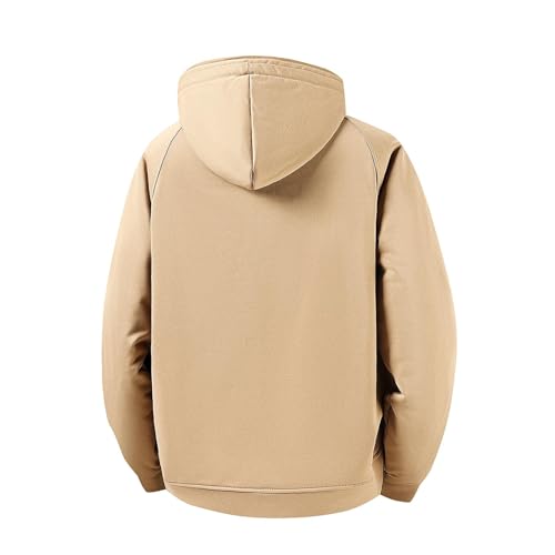 Mens Quarter-Zip Pullover Sweatshirts Velvet Mock Neck Hoodie with Slant Front Pocket Fall Winter Warm Casual Sweater3