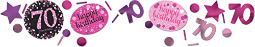 Confettis 70e anniversaire amscan roses et scintillants pour déco de table