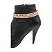 Women Gold Metal Boot Chain Bracelet Shoe Anklet Double Strands Charm Classy Fashion Jewelry z034