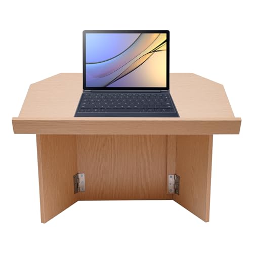 Foldable Tabletop Podium, Podium Stand with Bookstop Portable Folding Tabletop Desk Teacher Speaker Lecture Classroom Presentation Stand, Laptop Computer Book Holder, Oak