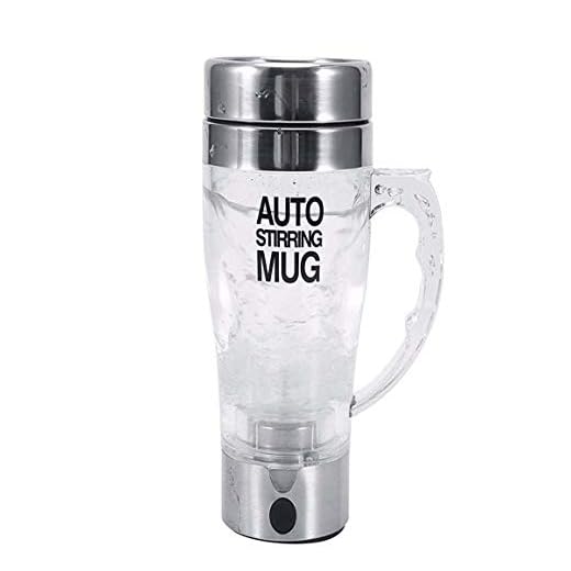 Mengshen Self Stirring Mug - Multipurpose Mixer Auto Stir Coffee Tea Cup Portable Electric Stainless Steel Transparent, A034