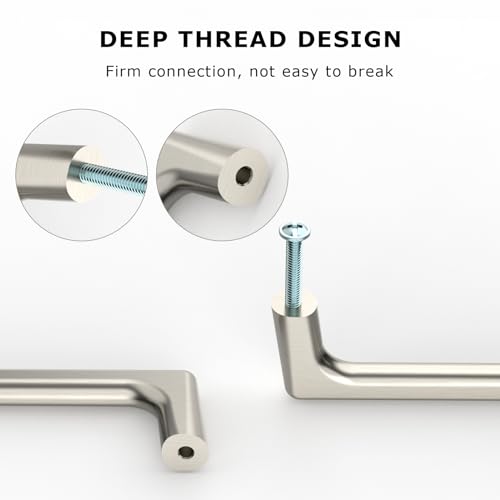 Image of 9BUILD 6 Pack Brushed Satin Nickel Cabinet Pulls 12.6 Inch Kitchen Cabinet Handles Cabinet Hardware Kitchen Handles for Cabinets Wardrobe Pulls Nickel Dresser Pulls Drawer Handle