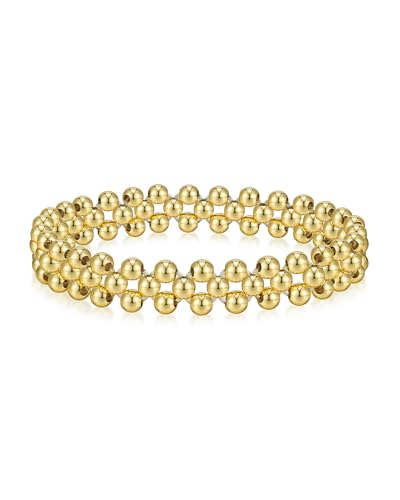 jollone 14K Gold Plated Bracelets for Women Non-Tarnish, 3-Layer Woven Beaded Bracelet for women, Stretch Trendy Jewelry 2025 for Yoga, Work, Parties, Everyday Wear, Gifts for Her