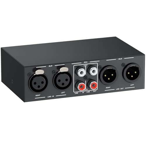 PROZOR Selector de Audio XLR/RCA 2-Entradas 2-Salidas Convertidor Divisor de Señal con Control de Volumen para Altavoces Activos Estudio DJ Casa Negro