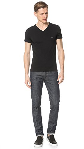 Emporio Armani Mens Stretch Cotton V-Neck T-Shirt Undershirts, Black, Large Us #TOP3