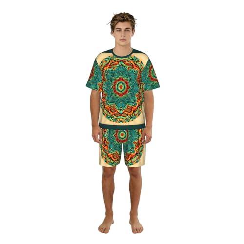 Pyjama élégant imprimé mandala avec pantalon fluide et confortable