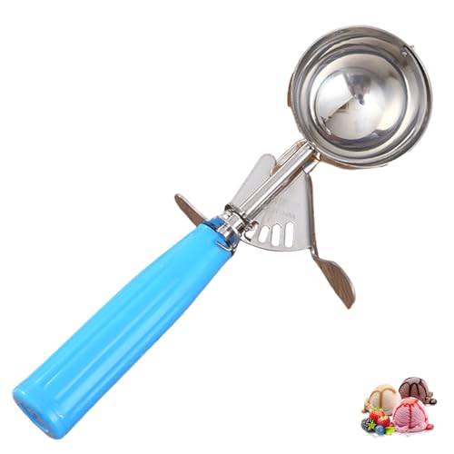 Photo de Scoop de crème glacée avec poignée bleue 8, 6 pouces longueur de 1, 9 oz portion, acier inoxydable facile à utiliser des scoops pour la pâte à cupcake ou la crème glacée la cuisson des aliments