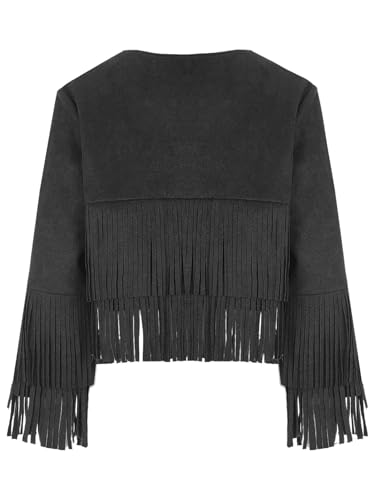 Girls Boys Western Cowboy Jacket Coat Long Sleeve Open Front Fringe Outerwear Vest Cowgirl Outfit4