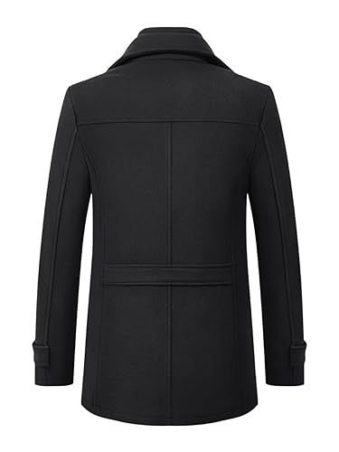 Image of INVACHI Men's Wool Blend Coat Warm Winter Trench Coat with Detachable Soft Scarf Single Breasted Pea Coat