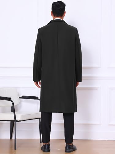 Image of Lars Amadeus Winter Trench Coat for Men's Single Breasted Notch Lapel with Pockets Formal Overcoat