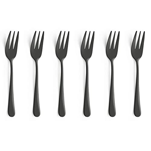 Amefa AUSTIN Kuchengabel Besteck Set 6-teilig | sylisches Design | Edelstahl Kuchengabeln 6 Stück mit PVD Veredelung | Schwarz satiniert | 14,3 cm | rostfrei & spülmaschinenfest