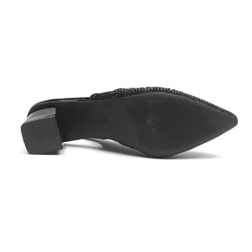 Women's Rhinestone Slingback Pumps, Red Crystal Embellished, Block Heel, Pointed Toe2