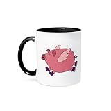 3dRose Funny Flying Pig In Purple Sneakers Mug, Black/Purple, 11 oz