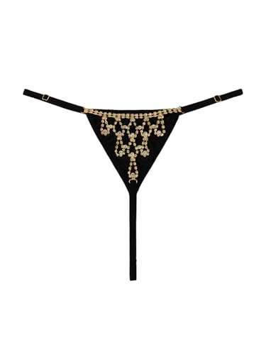 Image of RoseSeek Women's Sparkling Butterfly Chain Underwear Low Rise Cheeky G String Panty