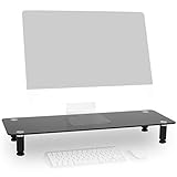 El elevador para portátil universal Duronic DM052-4 tiene una superficie muy amplia (70 x 24 cm) compatible con la mayoría de pantallas de ordenador, televisores y portátiles. Con este soporte podrás elevar tu pantalla o portátil y ganar entre 9 y 10,5 cm de espacio gracias a las patas con altura regulable.