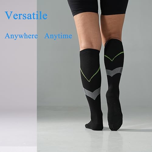 Mosithings 4 Pairs Compression Socks For Men and Women 20-30mmHg Graduated Compression Circulation Support Socks For Running Travel Daily, Black,L/XL — view 3